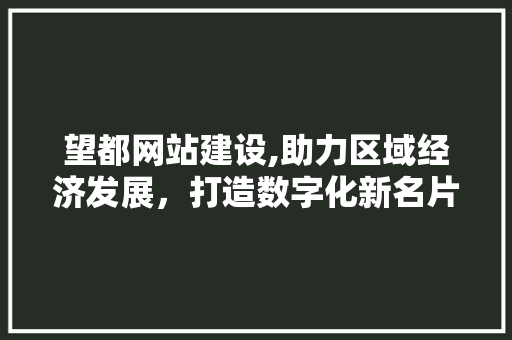 望都网站建设,助力区域经济发展，打造数字化新名片