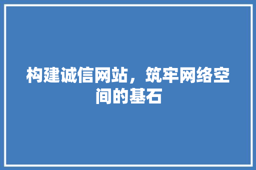 构建诚信网站，筑牢网络空间的基石