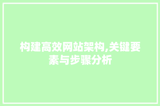 构建高效网站架构,关键要素与步骤分析