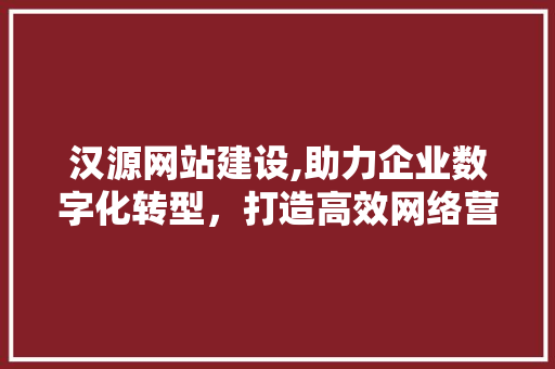 汉源网站建设,助力企业数字化转型，打造高效网络营销平台