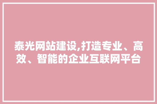 泰光网站建设,打造专业、高效、智能的企业互联网平台
