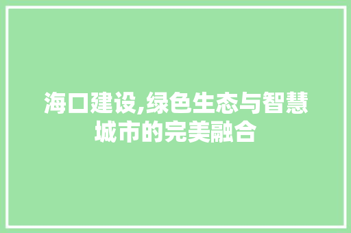 海口建设,绿色生态与智慧城市的完美融合