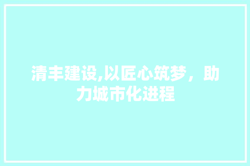 清丰建设,以匠心筑梦，助力城市化进程