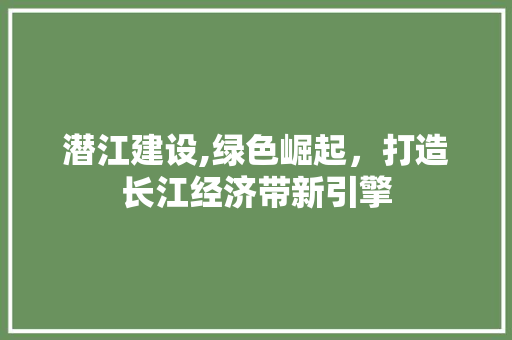潜江建设,绿色崛起,打造长江经济带新引擎 潜江建设,绿色崛起,打造长江经济带新引擎