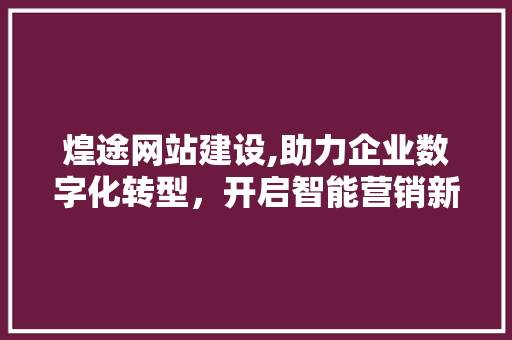 煌途网站建设,助力企业数字化转型，开启智能营销新篇章