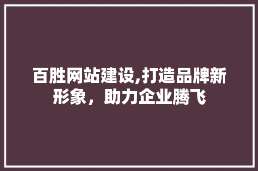 百胜网站建设,打造品牌新形象，助力企业腾飞