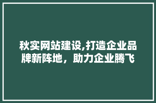 秋实网站建设,打造企业品牌新阵地，助力企业腾飞
