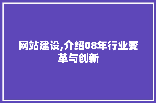 网站建设,介绍08年行业变革与创新