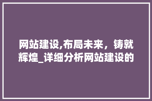 网站建设,布局未来，铸就辉煌_详细分析网站建设的核心要素与未来趋势