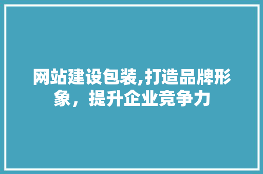 网站建设包装,打造品牌形象，提升企业竞争力