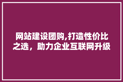 网站建设团购,打造性价比之选，助力企业互联网升级 电脑故障维修