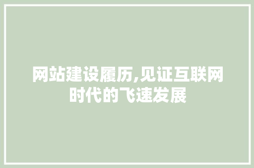 网站建设履历,见证互联网时代的飞速发展