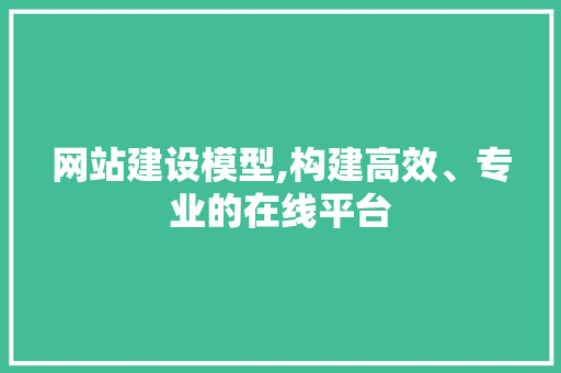 网站建设模型,构建高效、专业的在线平台
