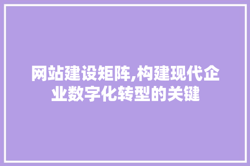 网站建设矩阵,构建现代企业数字化转型的关键 电脑故障维修