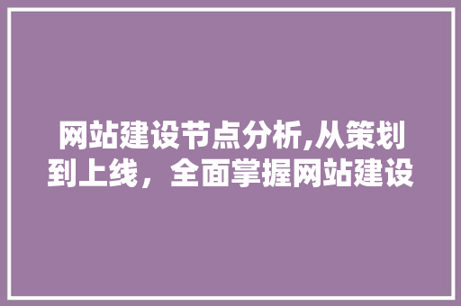 网站建设节点分析,从策划到上线，全面掌握网站建设流程