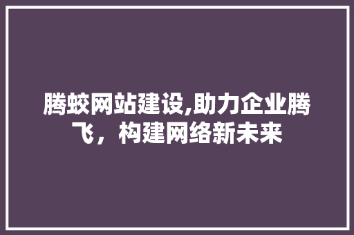 腾蛟网站建设,助力企业腾飞，构建网络新未来
