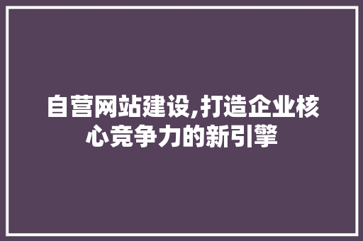 自营网站建设,打造企业核心竞争力的新引擎
