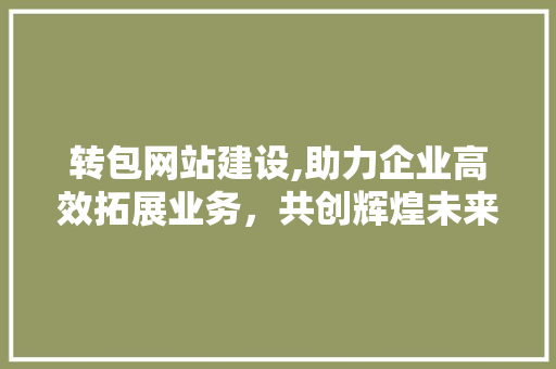 转包网站建设,助力企业高效拓展业务，共创辉煌未来