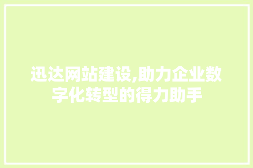 迅达网站建设,助力企业数字化转型的得力助手