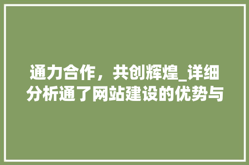 通力合作，共创辉煌_详细分析通了网站建设的优势与价值