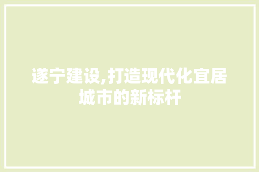 遂宁建设,打造现代化宜居城市的新标杆