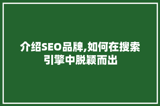 介绍SEO品牌,如何在搜索引擎中脱颖而出 介绍SEO品牌,如何在搜索引擎中脱颖而出