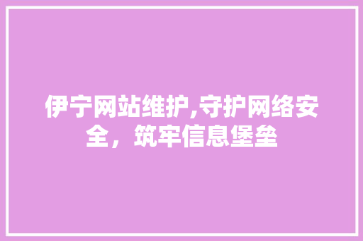 伊宁网站维护,守护网络安全，筑牢信息堡垒