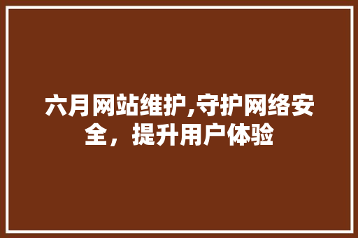 六月网站维护,守护网络安全，提升用户体验