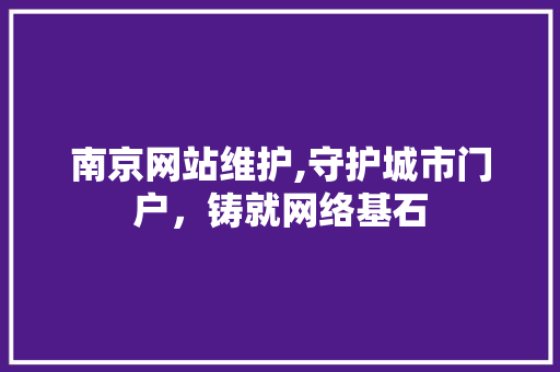 南京网站维护,守护城市门户，铸就网络基石