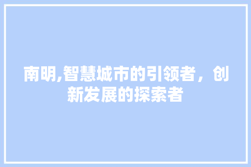 南明,智慧城市的引领者，创新发展的探索者
