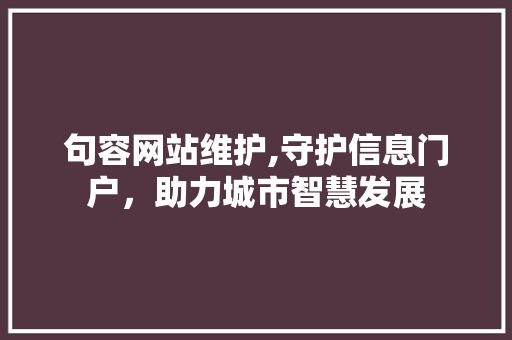 句容网站维护,守护信息门户，助力城市智慧发展