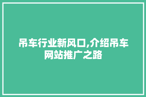 吊车行业新风口,介绍吊车网站推广之路