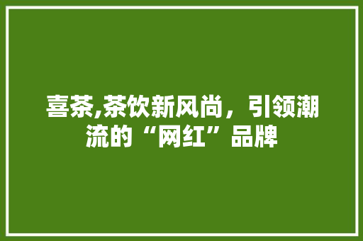 喜茶,茶饮新风尚，引领潮流的“网红”品牌