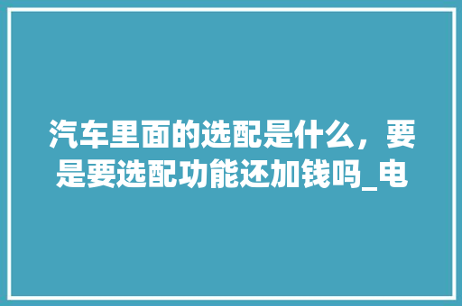 汽车里面的选配是什么，要是要选配功能还加钱吗_电脑选配报价怎么看配置参数