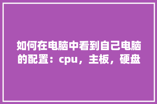如何在电脑中看到自己电脑的配置：cpu，主板，硬盘，内存等_网上怎么看电脑参数配置表