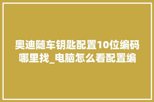 奥迪随车钥匙配置10位编码哪里找_电脑怎么看配置编码是多少