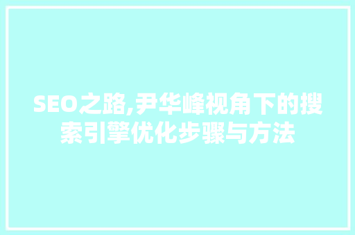 SEO之路,尹华峰视角下的搜索引擎优化步骤与方法