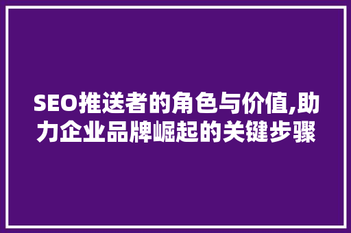 SEO推送者的角色与价值,助力企业品牌崛起的关键步骤