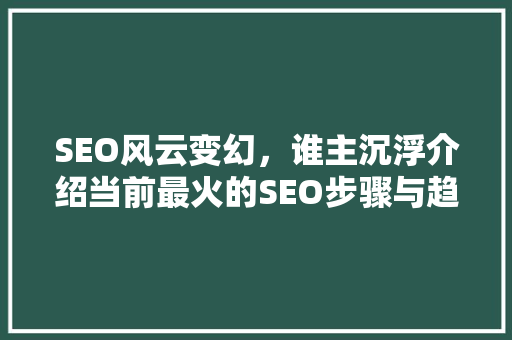 SEO风云变幻，谁主沉浮介绍当前最火的SEO步骤与趋势 编程语言