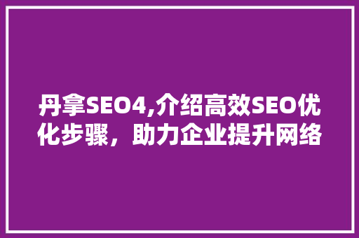 丹拿SEO4,介绍高效SEO优化步骤,助力企业提升网络竞争力 丹拿SEO4,介绍高效SEO优化步骤,助力企业提升网络竞争力