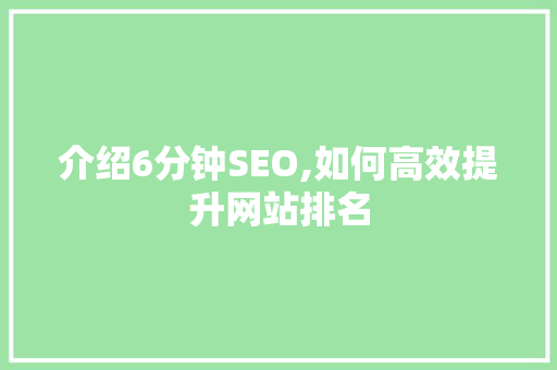 介绍6分钟SEO,如何高效提升网站排名