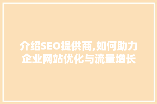 介绍SEO提供商,如何助力企业网站优化与流量增长