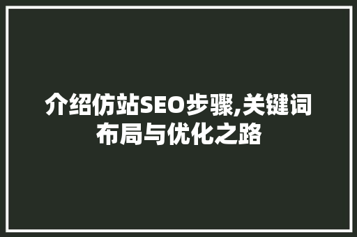 介绍仿站SEO步骤,关键词布局与优化之路