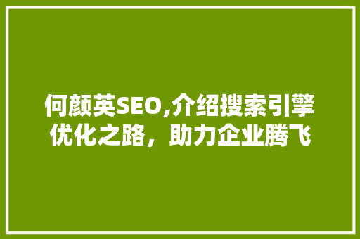 何颜英SEO,介绍搜索引擎优化之路，助力企业腾飞
