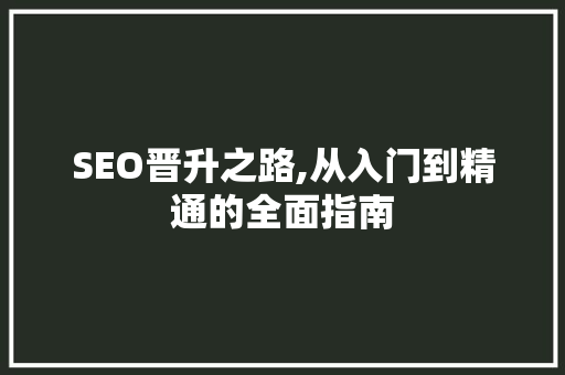 SEO晋升之路,从入门到精通的全面指南 SEO晋升之路,从入门到精通的全面指南 电脑故障维修