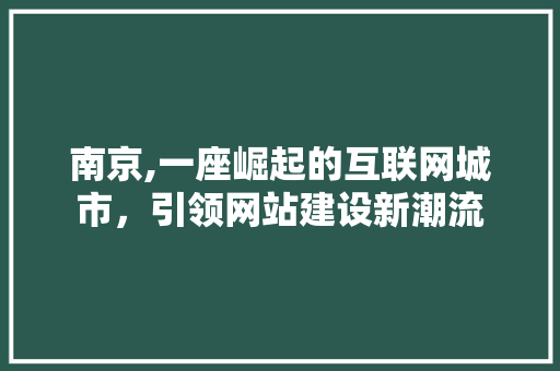 南京,一座崛起的互联网城市，引领网站建设新潮流