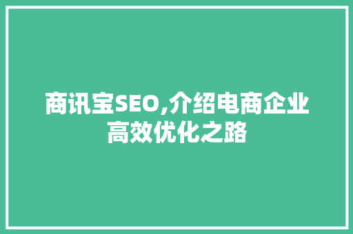 商讯宝SEO,介绍电商企业高效优化之路