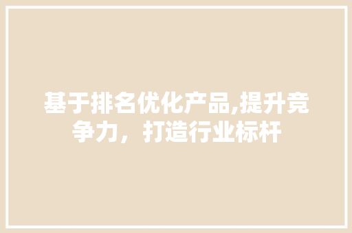 基于排名优化产品,提升竞争力，打造行业标杆