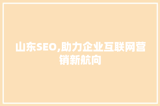 山东SEO,助力企业互联网营销新航向