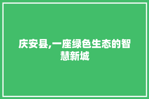 庆安县,一座绿色生态的智慧新城